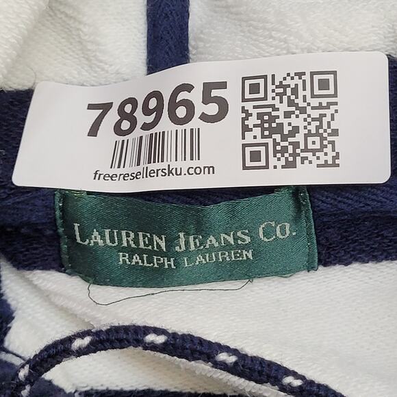 Ralph-Lauren Lace-Up Hoodie Womens Large 21x24 Stripes - Picture 8 of 14